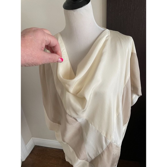NWOT YIGAL AZROUEL Cream and Beige Silk Tunic SZ 2 (M) - Picture 2 of 5